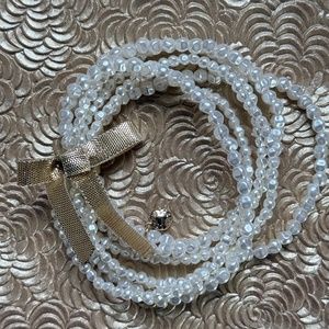 J. CREW Factory Bracelet Stretch Tiny White Faux Pearl Multiple Strands (6)